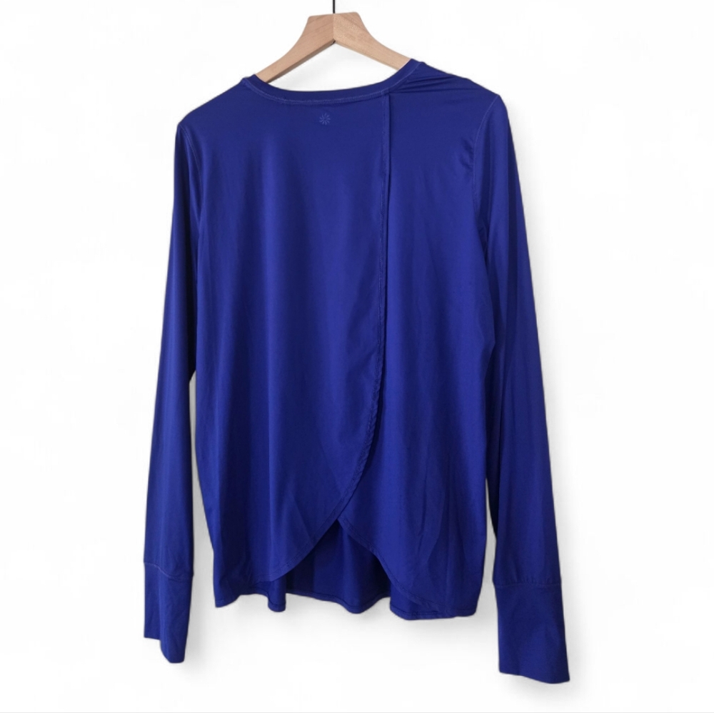 Athleta Sunlover UPF Tulip Back Long Sleeve Top Royal Blue Size Tall Large - Picture 4 of 10